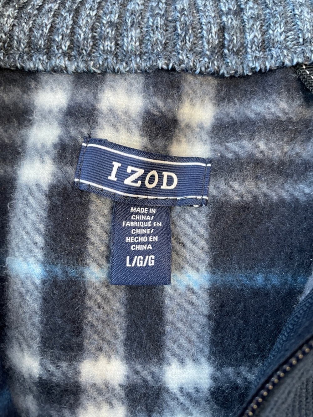 NWOT Izod Men's Blue and Gray Full-Zip Sweater Jacket.  Size Large. - Picture 4 of 6